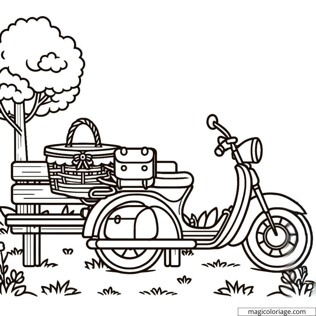 Moto prête pour un pique-nique
