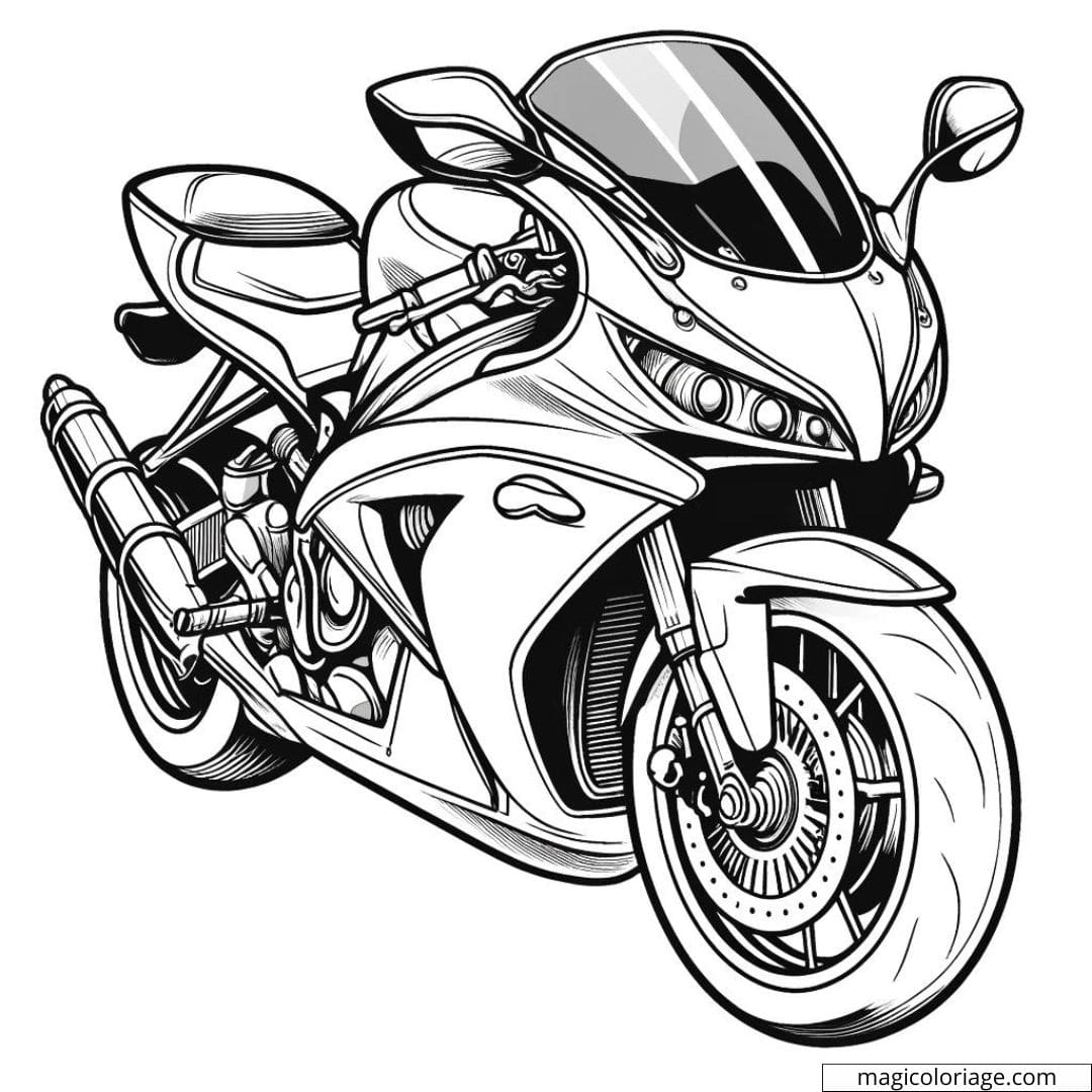 Moto avec pare-brise élégant pour coloriage