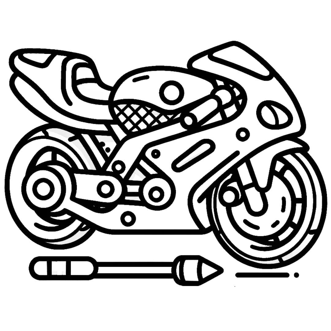 Dessin de moto de course simple à colorier pour tout-petits