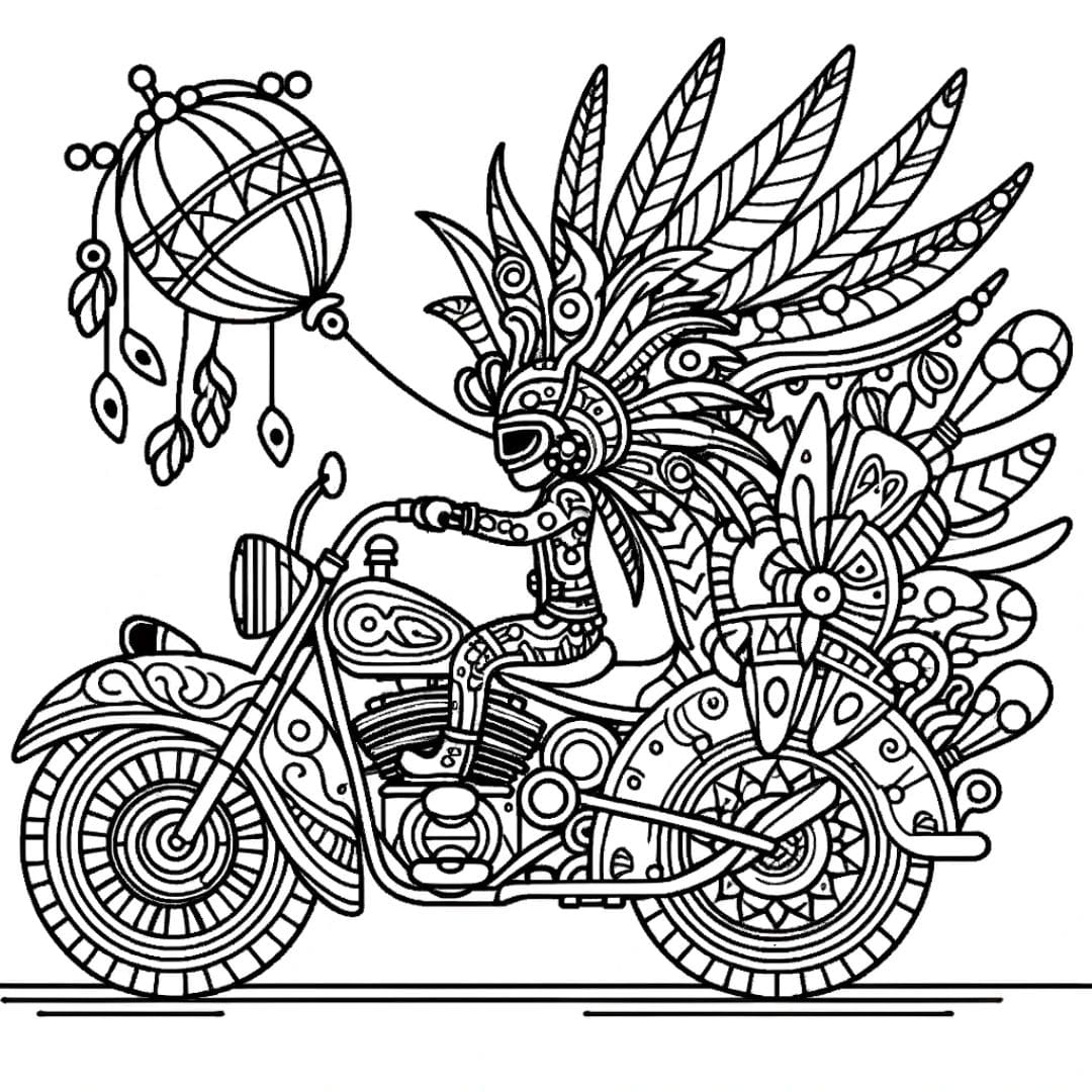 Dessin à colorier Moto décorée pour un carnaval