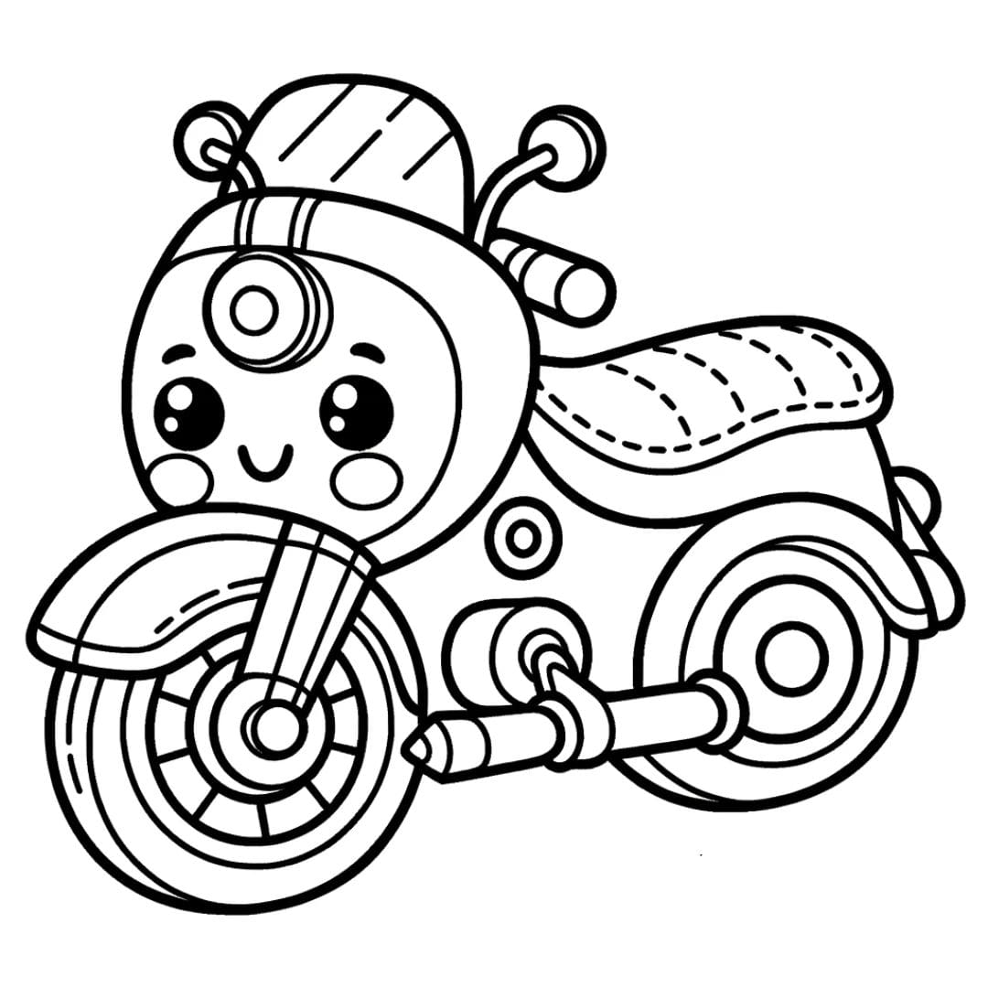 Dessin de moto ludique et éducative à colorier pour la maternelle