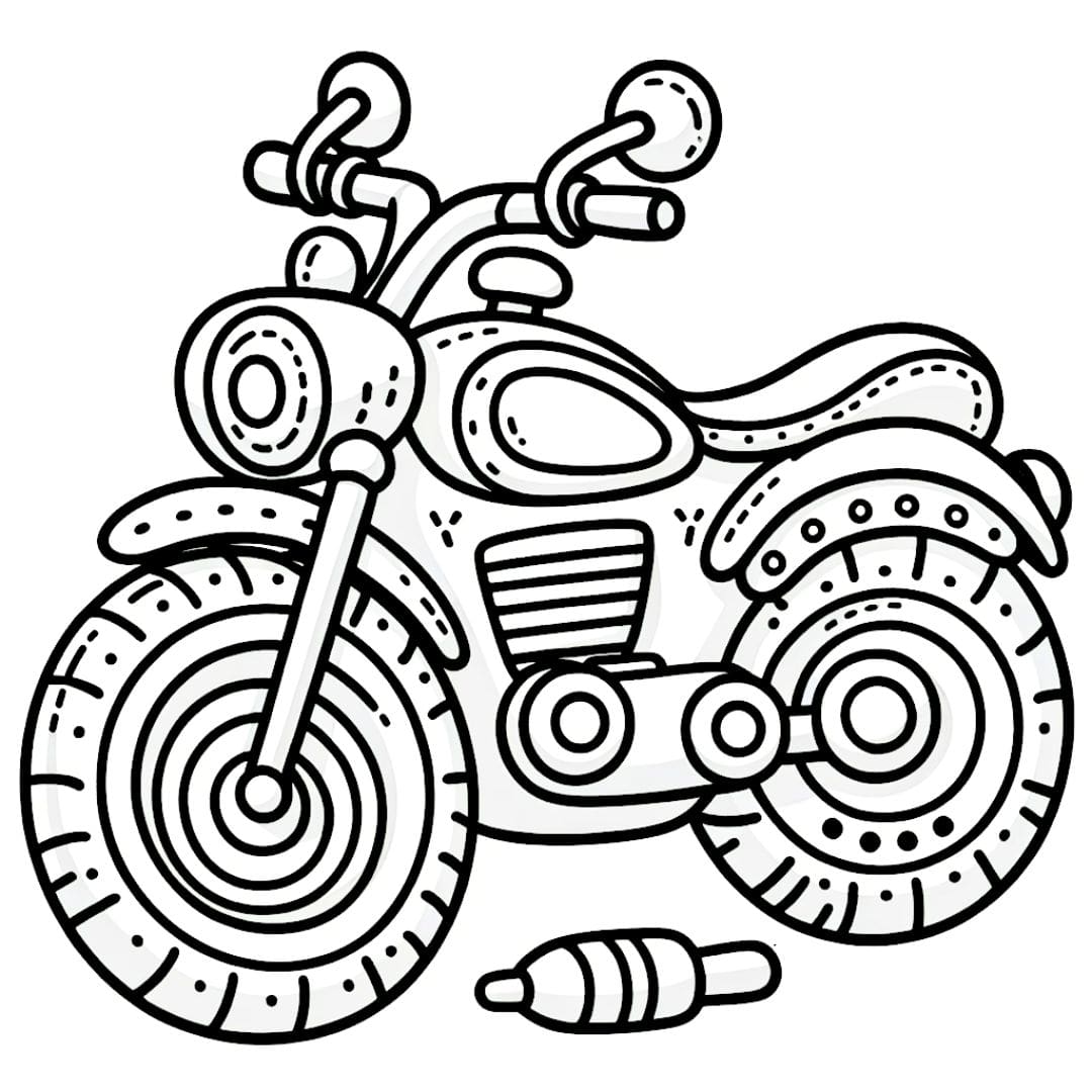 Dessin ludique de moto à colorier pour enfants de maternelle