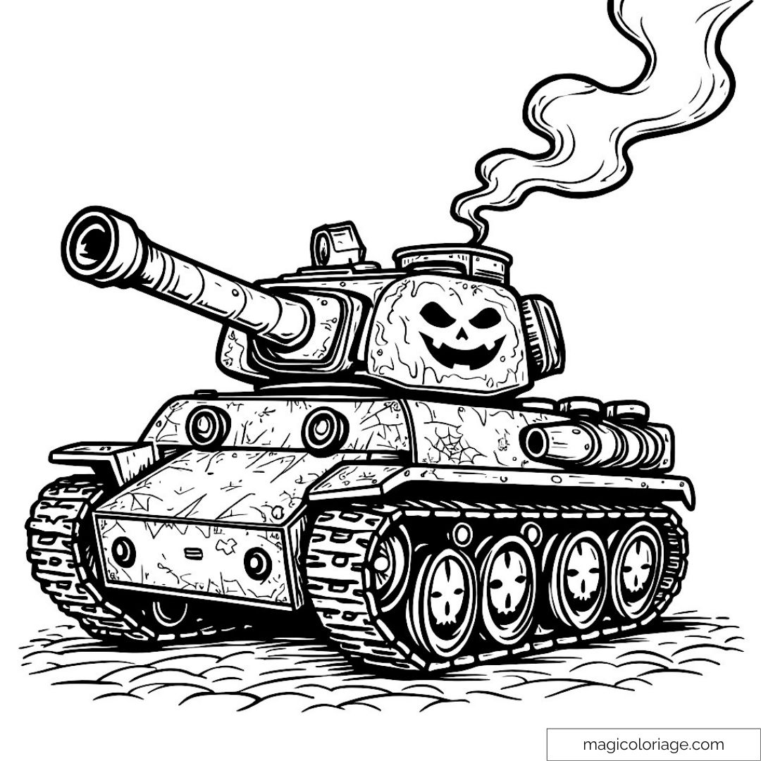Tank de guerre avec citrouille d'Halloween