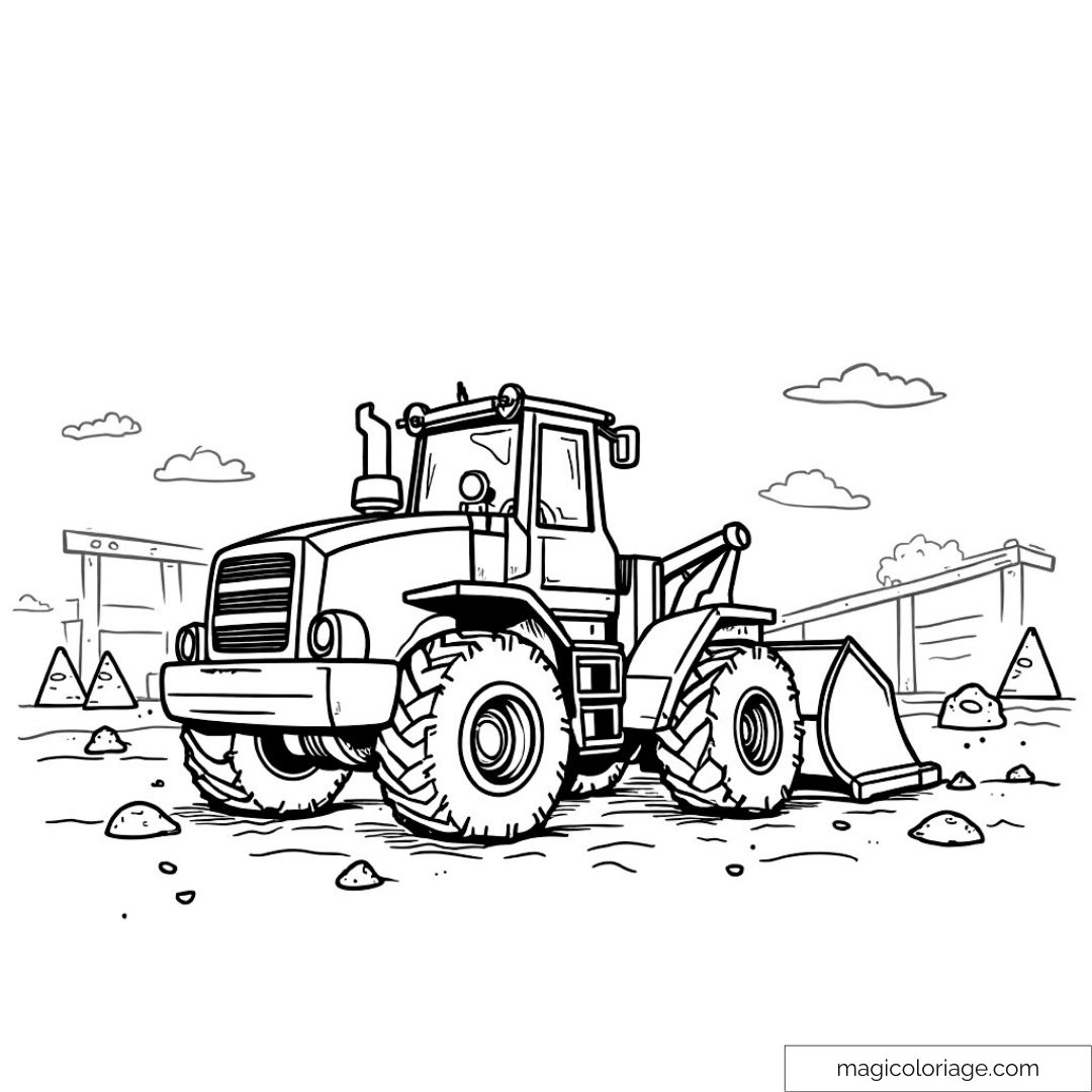 Bulldozer sur chantier avec ciel