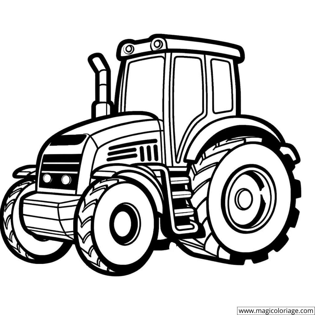 Dessin de tracteur de construction à colorier pour enfants d'âge maternelle