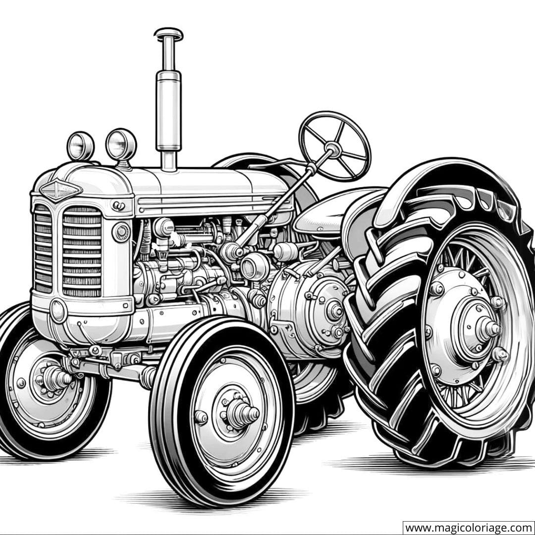 Coloriage d'un tracteur vintage restauré