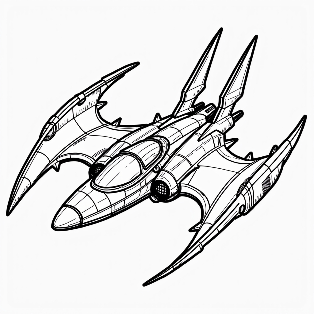 Vaisseau spatial futuriste avec des ailes et un cockpit
