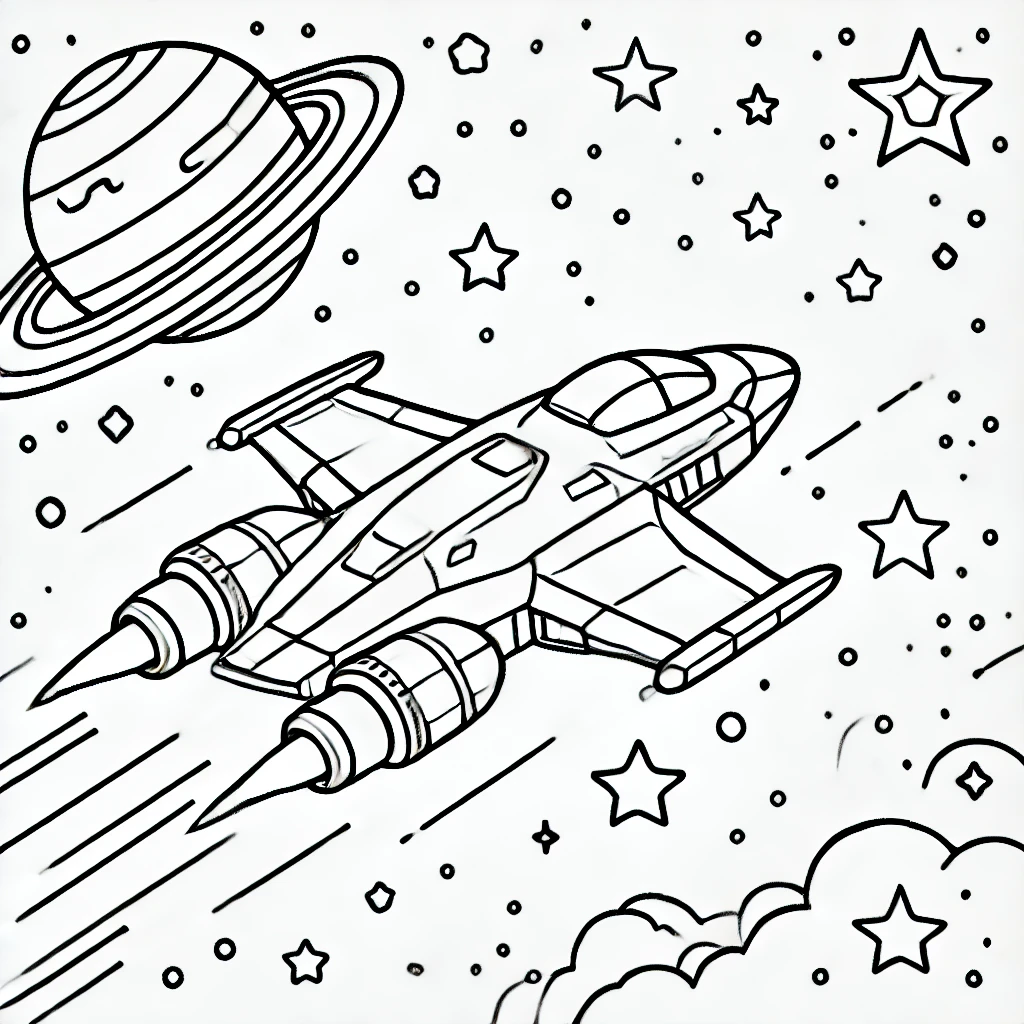 Dessin d'un vaisseau spatial voyageant à travers l'espace