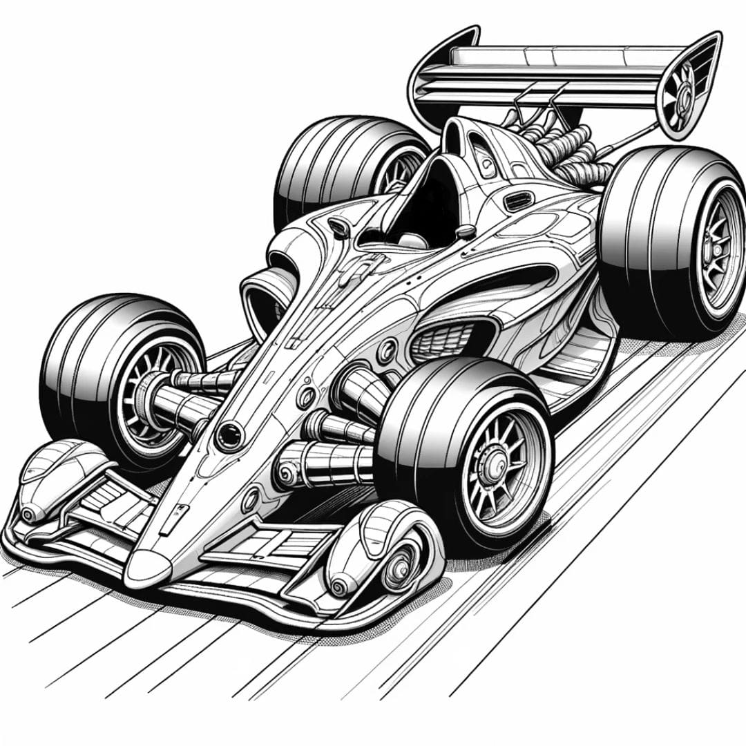 Coloriage de course automobile fantastique pour enfants