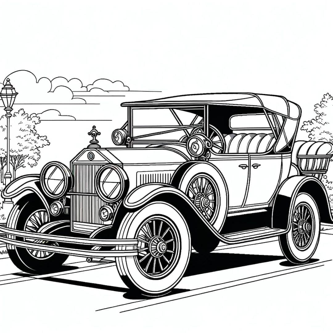 Dessin à colorier Voiture ancienne élégante