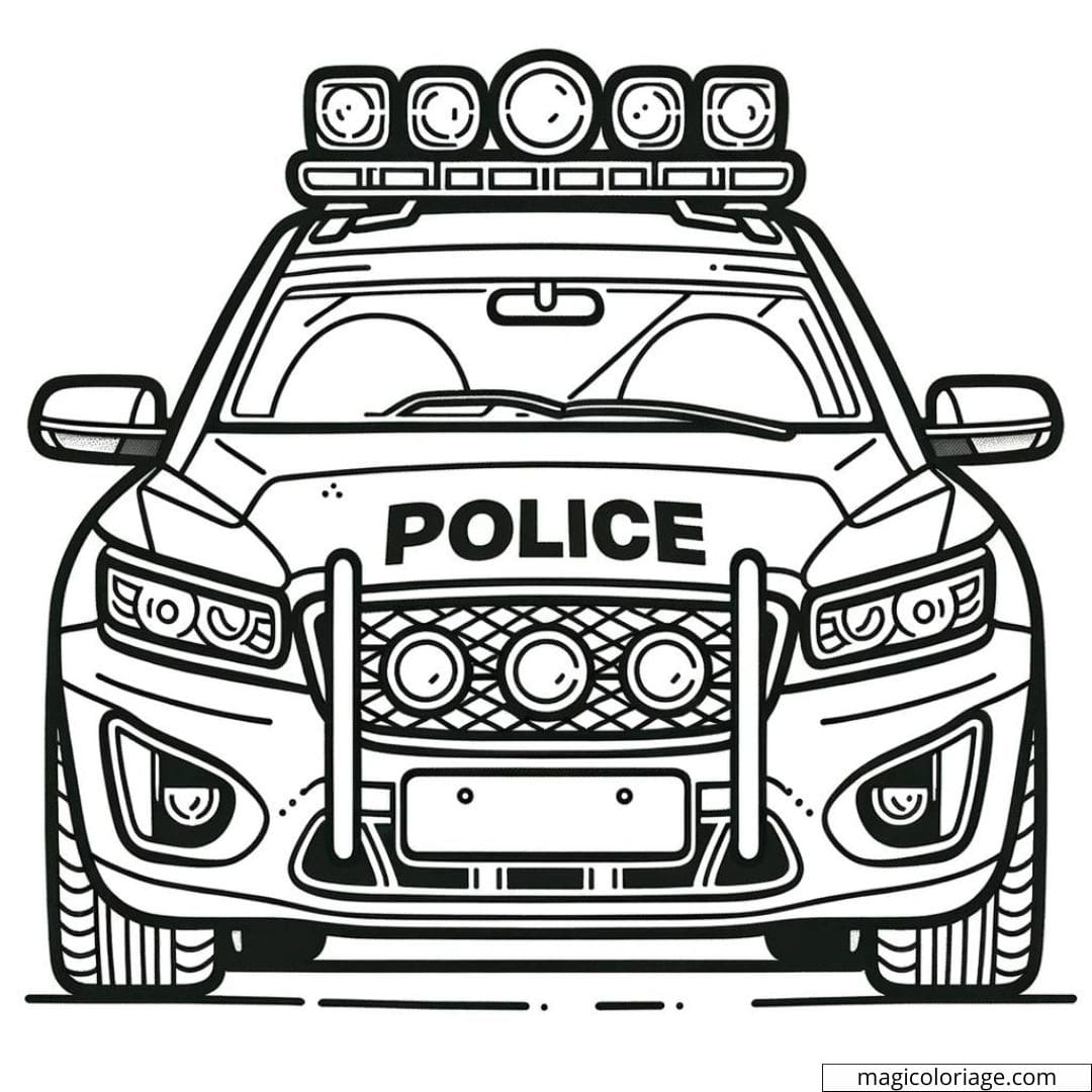 Voiture de police avec lumières à colorier